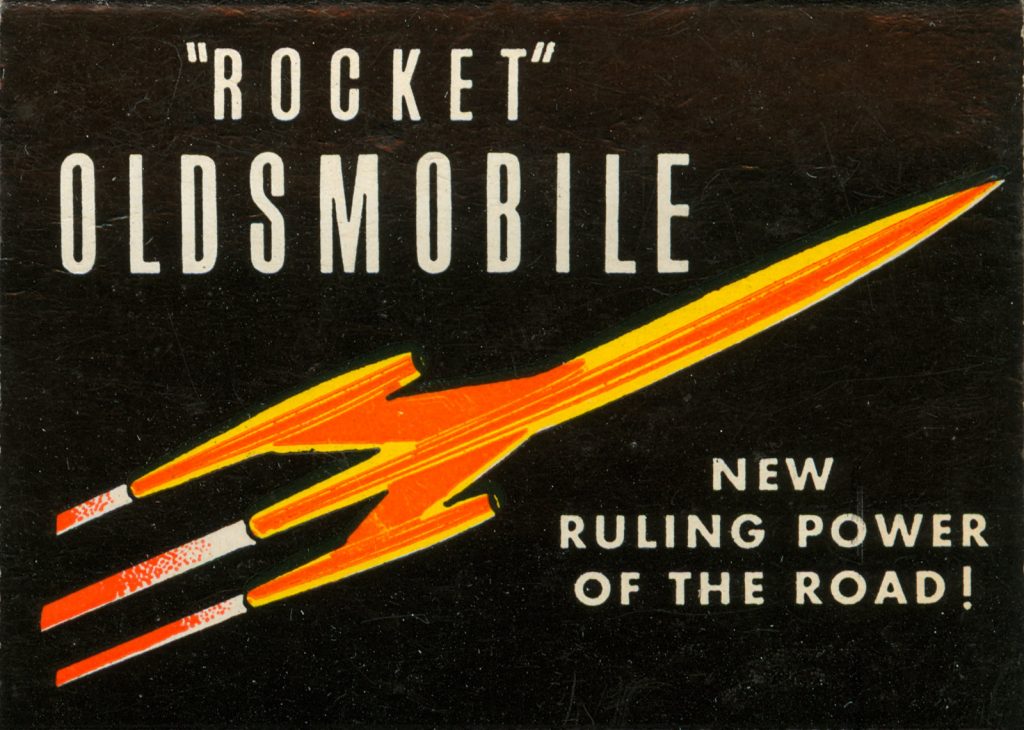 Rocket Oldsmobile - Linder Oldsmobile, Inc 4256-68 Bronx Blvd Bronx 66, N.Y. Matchbook (from jericl cat via flickr)