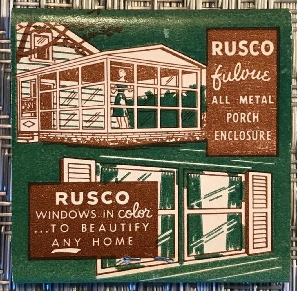 Rusco Window Company of Kansas City Matchbook (back)