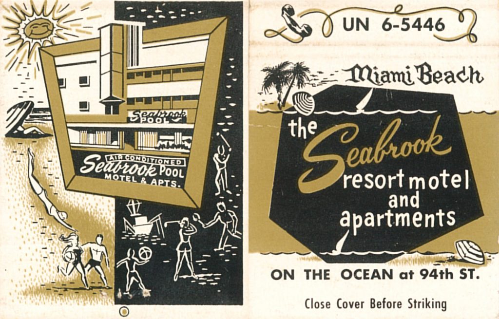 Seabrook Resort Motel, Miami, Florida Matchbook (from jericl cat via flickr)