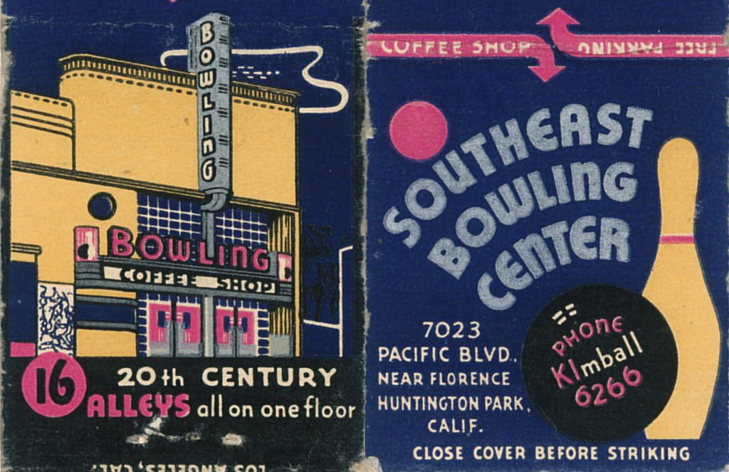 Southeast Bowling Center Matchbook (from jericl cat via flickr)