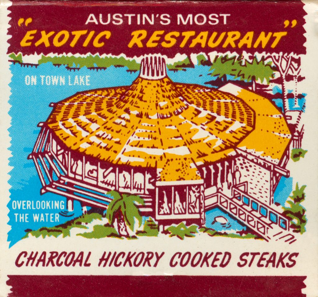 Steak Island - Austin's Most Exotic Restaurant - 600 East Riverside Drive, Austin TX Matchbook (from jericl cat via flickr)