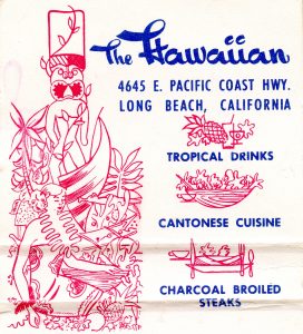 The Hawaiian 4645 E. Pacific Coast Hwy. Long Beach, CA Matchbook (from jericl cat via flickr)