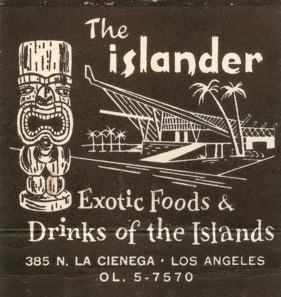 The Islander Bar & Restaurant - 385 North La Cienega Los Angeles, CA Matchbook (from jericl cat via flickr)