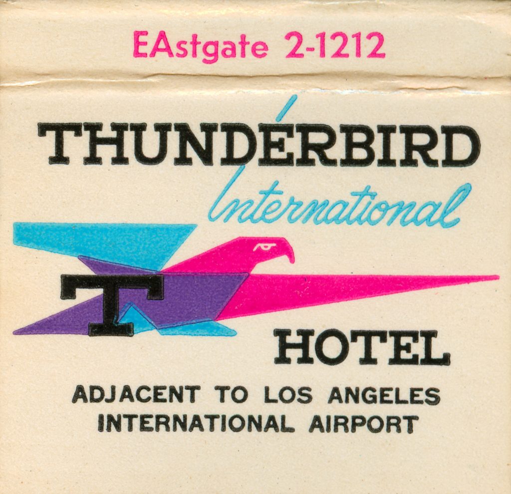 Thunderbird International Hotel - 525 Sepuleda Boulevard El Segundo, CA Matchbook (from jericl cat via flickr)