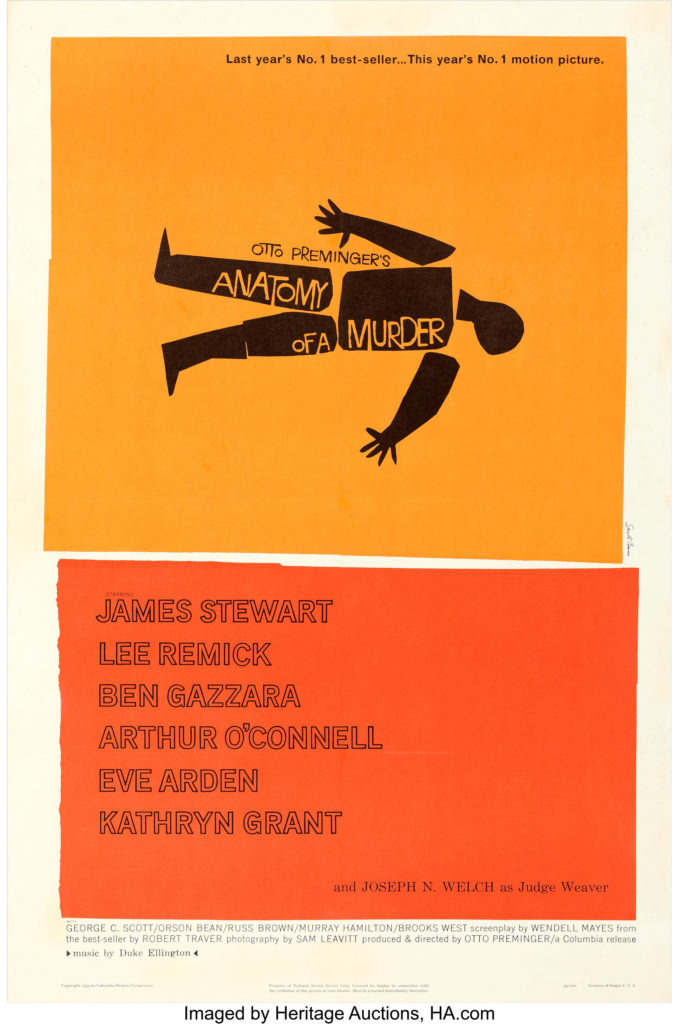 Anatomy of a Murder Movie Poster (Columbia, 1959) - One Sheet - Saul Bass Artwork