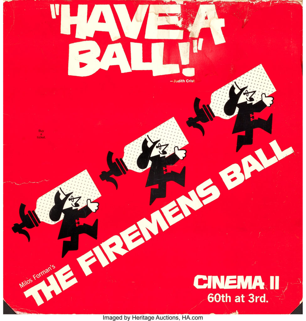 Firemen's Ball Movie Poster (Cinema 5, 1967). New York Poster - Saul Bass Artwork