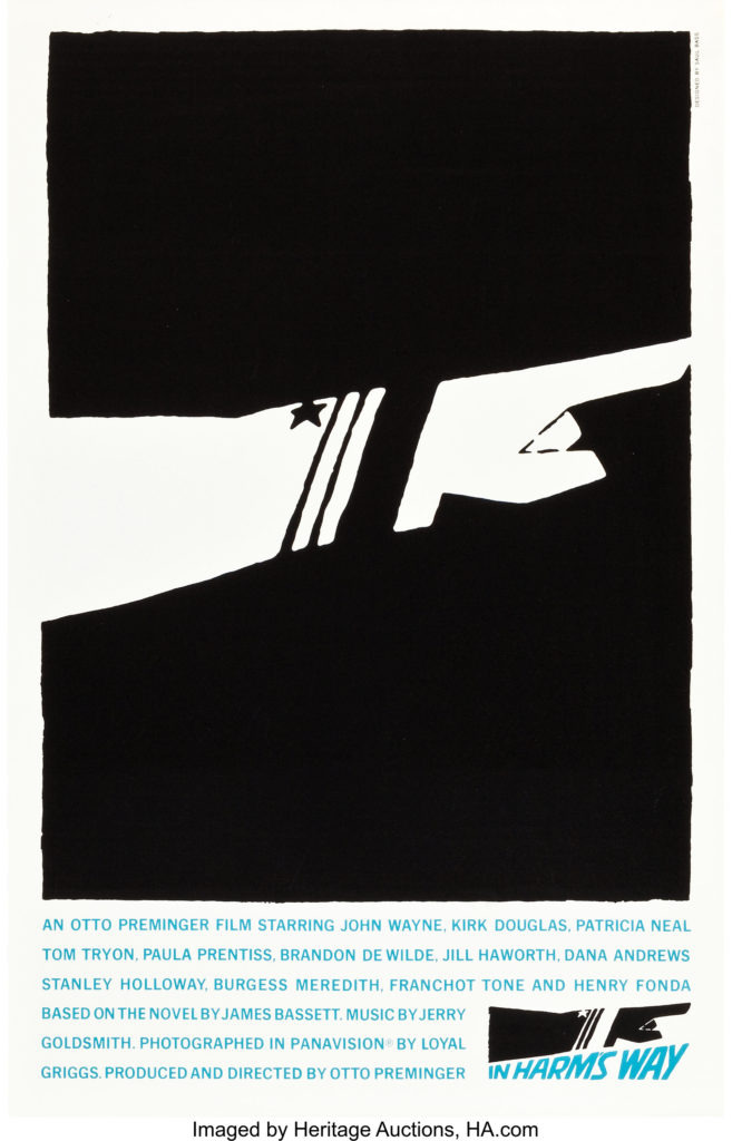 In Harm's Way Movie Poster (Art Krebs Screen Studio, 1965). Saul Bass Artwork