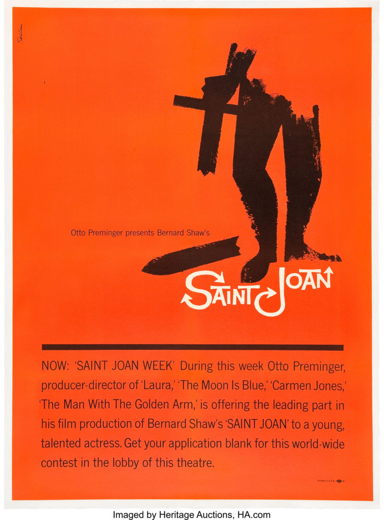 Saint Joan Movie Poster (United Artists, 1956) - Saul Bass Artwork
