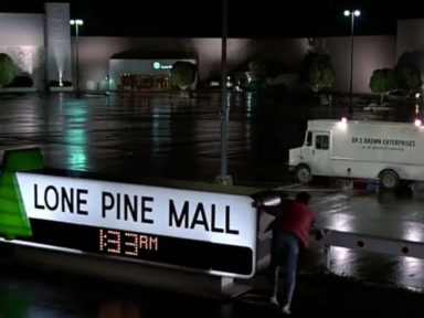 Marty McFly, Doc Brown and the Libyans at the Twin Pines Mall in BTTF